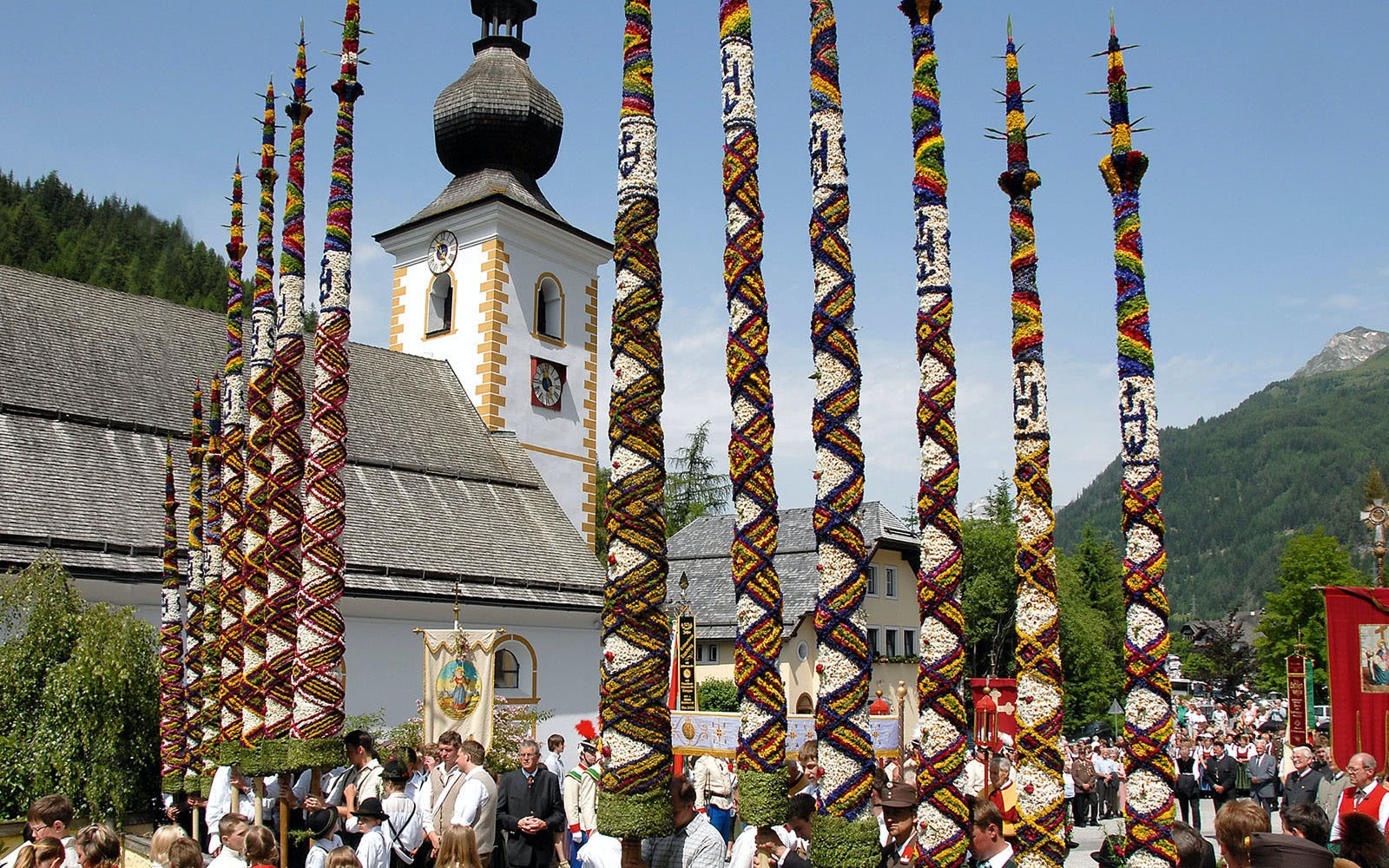 50,000 fragrant blossoms on the decorated poles for the St. John