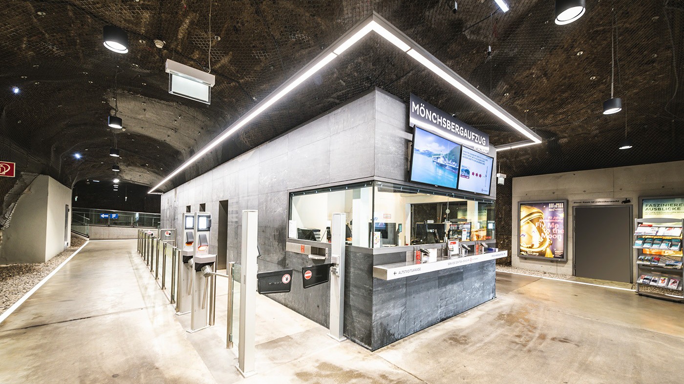 Entrance hall of the Mönchsberg Lift in Salzburg