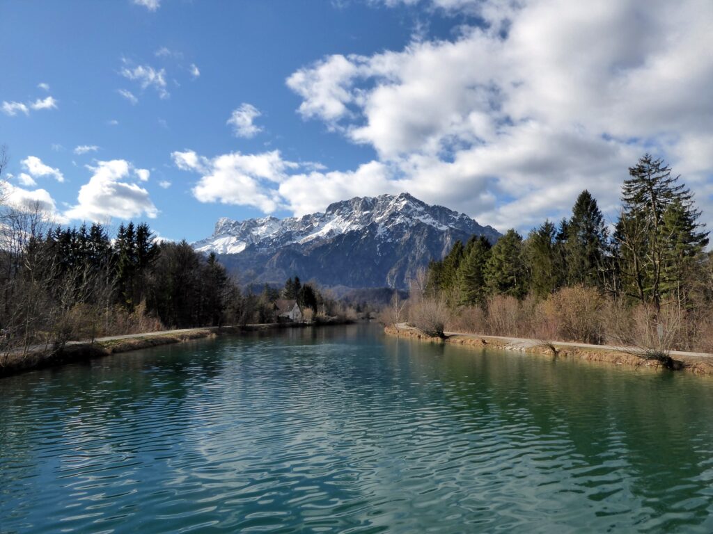 The view over the Königseeache towards the Untersberg.