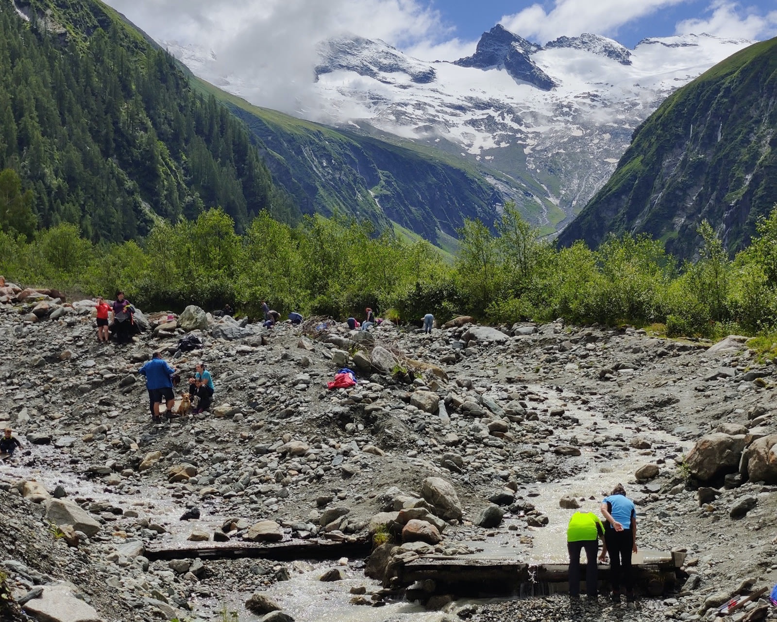 Treasure hunters panning for emeralds in the Habach Valley.