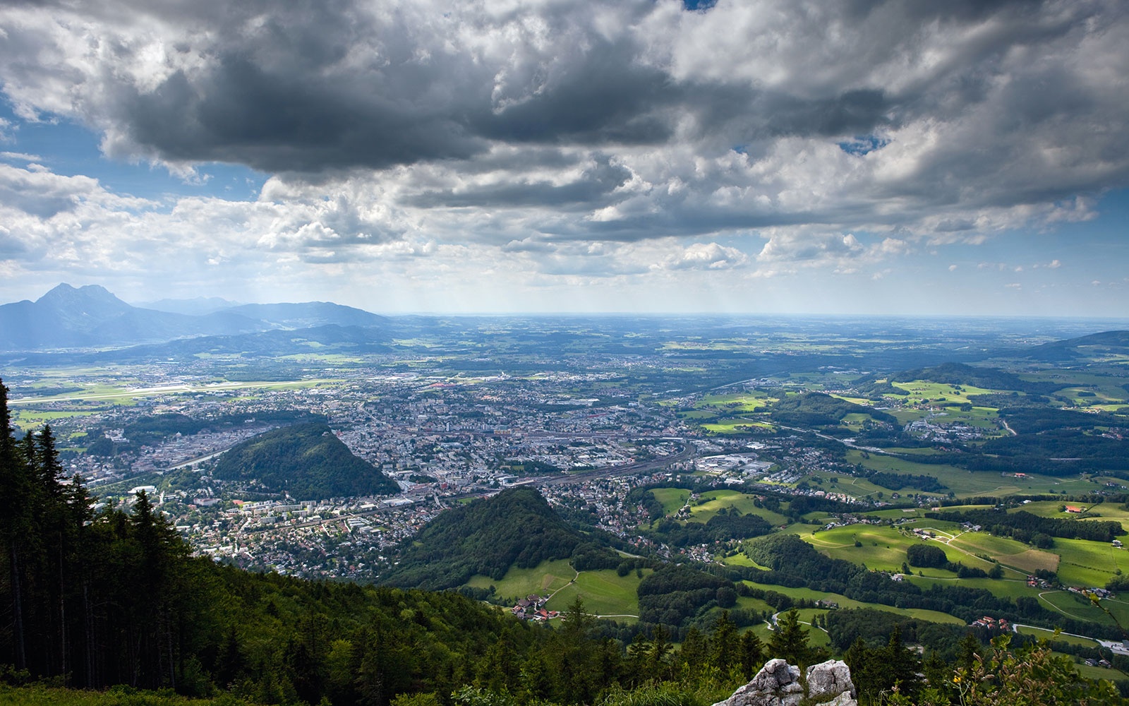 View from the Gaisberg of Salzburg and the surrounding mountains